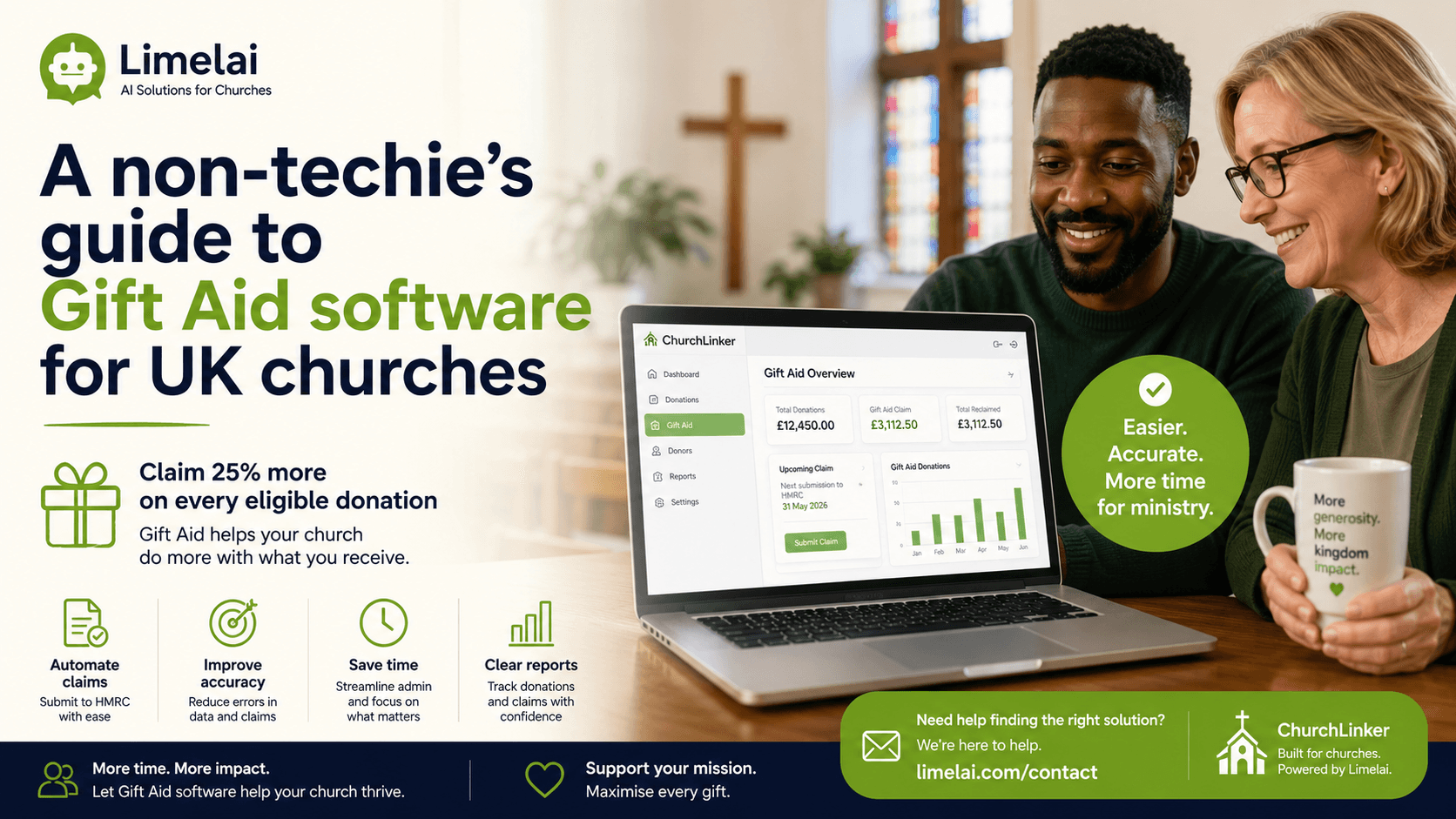 A church with a donation box and a computer screen displaying software